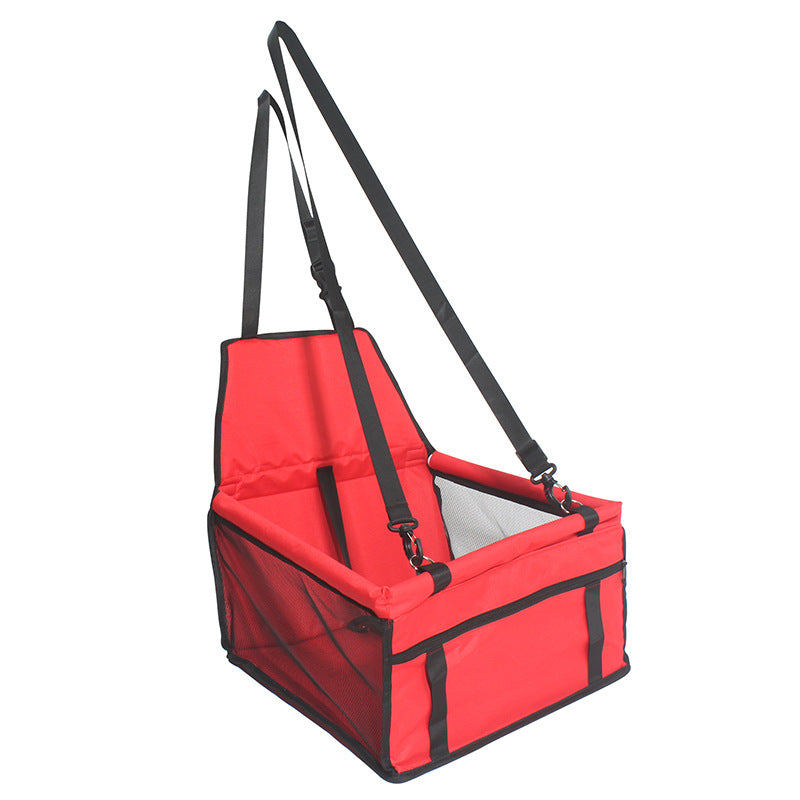 RED Portable Pet Car Seat – Adjustable Travel Carrier with Safety Belt, for Dogs & Cats