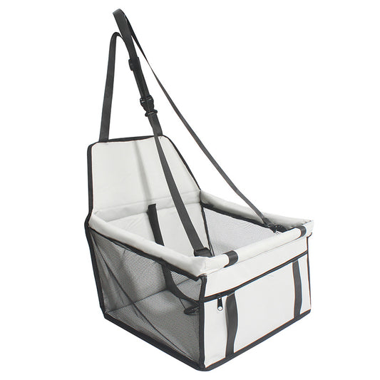 LIGHT GRAY Portable Pet Car Seat – Adjustable Travel Carrier with Safety Belt, for Dogs & Cats