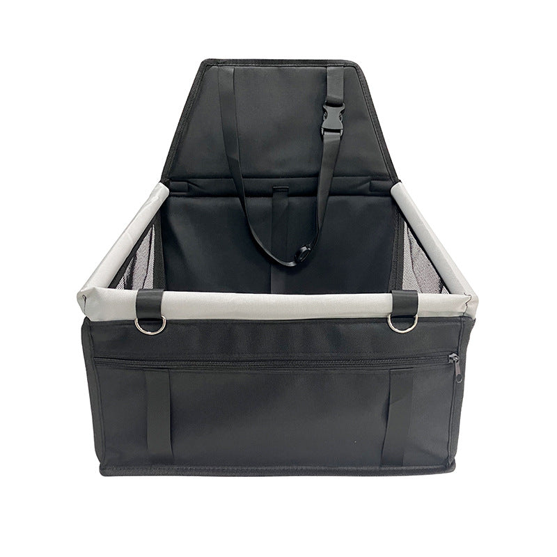 BLACK AND GRAY Portable Pet Car Seat – Adjustable Travel Carrier with Safety Belt, for Dogs & Cats