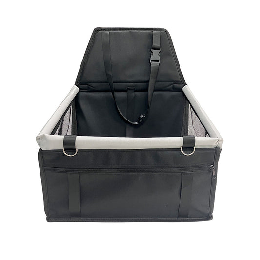BLACK AND GRAY Portable Pet Car Seat – Adjustable Travel Carrier with Safety Belt, for Dogs & Cats
