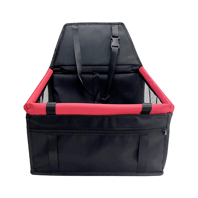 BLACK AND RED Portable Pet Car Seat – Adjustable Travel Carrier with Safety Belt, for Dogs & Cats