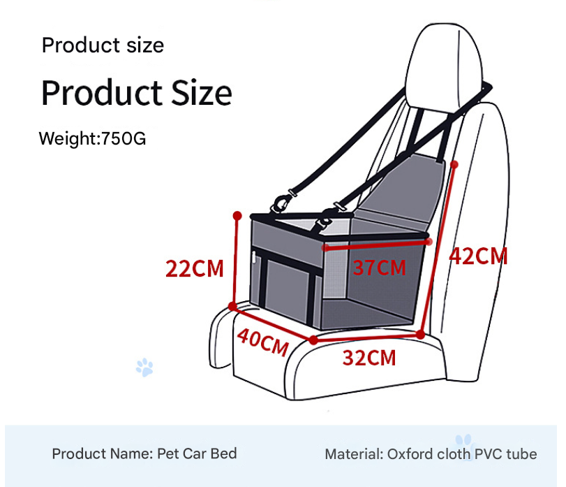 BLACK AND RED Portable Pet Car Seat – Adjustable Travel Carrier with Safety Belt, for Dogs & Cats