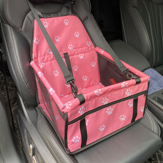 PINK FOOTPRINTS Portable Pet Car Seat – Adjustable Travel Carrier with Safety Belt, for Dogs & Cats