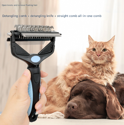 Green and Black Professional 3-in-1 Pet Grooming Tool - Dematting Rake, Deshedding Comb and Finishing Brush for Dogs and Cats